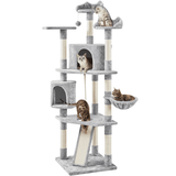 Topeakmart Multi-level Cat Tree Condo Tower with Basket Scratching Posts & Ramp Light Gray 79 H