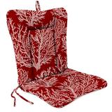 21 x 38 Seacoral Red Euro Style Knife Edge Outdoor Chair Cushion with Ties and Hanger Loop