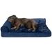 FurHaven Pet Products Plush & Velvet Deluxe Chaise Lounge Cooling Gel Memory Foam Sofa Pet Bed for Dogs & Cats - Deep Sapphire Medium