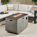 Noble House Adio 40 Rectangular Fire Pit in Light Gray and Black