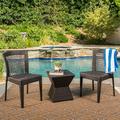 Morgan Outdoor 3 Piece Wicker Chat Set with Stacking Chairs and Square Side Table Morgan
