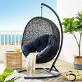 Modway Encase Swing Outdoor Patio Lounge Chair in Navy