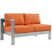 Silver Orange Shore Left-Arm Loveseat Outdoor Patio Aluminum Loveseat