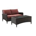 Crosley Kiawah 2 Piece Outdoor Wicker Conversation Set in Sangria