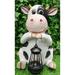 Country Farm Whimsical Holstein Cow Statue Holding Solar LED Lantern Light 14 H
