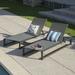 Nelson Outdoor Aluminum Framed Chaise Lounge with Grey Mesh Body Set of 2 Black Finish