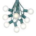 25 Foot G40 Outdoor Patio String Lights with 25 Frosted White White Globe Bulbs â€“ Indoor Outdoor String Lights â€“ Market Bistro CafÃ© Hanging String Lights â€“ C7/E12 Base - Green Wire