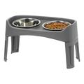 IRIS USA 12 Elevated Dog Bowls with Two 2 Qt Stainless Steel Bowls and Removable Legs Small to Large Dogs Raised Dog Bowls Raised Outer Rim for Easy Clean Up Durable Plastic Dark Gray