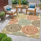 Noble House Seastar 110x79 Rectangle Fabric Outdoor Area Rug in Multi-Color
