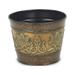 Contemporary Home Living 5 Bronze and Green Center Floral Embossed Circular Planter