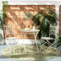 SAFAVIEH Belen Outdoor Patio 3 Piece Bistro Set Pearl White