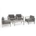 Coral Outdoor 5 Piece Aluminum Chat Set W/ Cushions and Glass Coffee Table Khaki