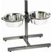 Indipets Adjustable Double Diner with 2 Stainless Steel 3-Quart Bowls Multi-Colored