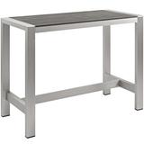 Modway Shore Outdoor Patio Wood and Aluminum Rectangle Bar Table in Silver/Gray