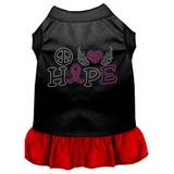 Mirage Pet Peace Love Hope Breast Cancer Rhinestone Pet Dress Black with Red Sm