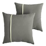 Humble and Haute Humble + Haute Sunbrella Canvas Charcoal and Canvas Natural Small Flange Indoor/ Outdoor Square Pillow Set of 2 22 in h x 22 in d