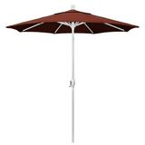 California Umbrella 7.5 Rd. Aluminum Patio Umbrella Crank Lift with Push Button Tilt White Finish Sunbrella Fabric Terracotta