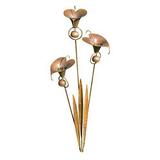 Ancient Graffiti Calla Lily Garden Stake - Flamed Steel Outdoor Metal Flowers Trio with Bell Metal Garden Art Outdoor Yard Decor