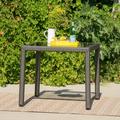 Porto Outdoor Square Wicker Dining Table with Tempered Glass Top Grey