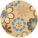 SAFAVIEH Courtyard Kristopher Floral Indoor/Outdoor Area Rug 6 7 x 6 7 Round Natural Brown/Blue