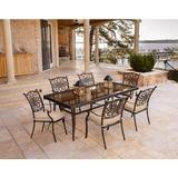 Hanover Traditions 7-Piece Dining Set in Tan with Extra Large Glass-Top Dining Table