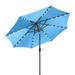 Villacera 9 LED Lighted Outdoor Patio Umbrella with 8 Steel Ribs and Push Button Tilt Solar Powered Market Umbrella Blue
