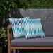 Amelia Outdoor Geometric 17.75 Water Resistant Fabric Square Cushions Set of 2 Cream Dark Teal Turquoise Light Blue