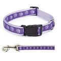 Two Tone Pawprint Matching Dog Collar & Leash Sets Stylish Paw Print Reinforced(xSmall Purple Combo - Collar & Lead)