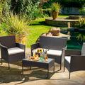 Lacoo 4 Piece Outdoor Patio Furniture PE Rattan Wicker Table and Chairs Set Beige