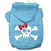Mirage Pet Products Skull Crossbones Bow Screen Print Pet Hoodies Size 18 Baby Blue
