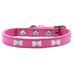 Mirage Pet 631-6 BPK12 White Bow Widget Dog Collar Bright Pink - Size 12