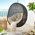 Modway Encase Swing Outdoor Patio Lounge Chair without Stand - Black/Beige