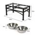 Elevated Dog & Cat Feeder - Double Bowl Raised Stand + Extra Two Stainless Steel Bowls Washable - Perfect for Water Food or Treats