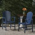 Ariel Outdoor Weather Resistant Acacia Wood Adirondack Dining Chairs Set of 2 Blue Navy Finish