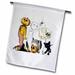 3dRose Cute Halloween Toons With Ghost Jack Skeleton And Black Cat - Garden Flag 12 by 18-inch