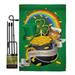 Breeze Decor BD-SA-GS-102027-IP-BO-D-US12-BD 13 x 18.5 in. Happy St Patricks Day Spring St Patrick Impressions Decorative Vertical Double Sided Garden Flag Set with Banner Pole