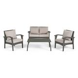 GDF Studio Reno Outdoor 8-Piece 4 Seaters Wicker Seating Set Gray