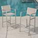 Gannon Outdoor 29.5 Mesh Barstools with Aluminum Frame Set of 2 Grey Silver