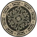 Safavieh Courtyard Cynthia Floral Indoor/Outdoor Indoor/Outdoor Area Rug 5 3 x 5 3 Round Black/Sand