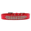 Mirage Pet Products613-02 RD-12 Two Row AB Crystal Dog Collar Red - Size 12