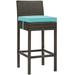Modway Conduit Outdoor Patio Wicker Rattan Bar Stool in Brown Turquoise