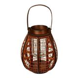 Vickerman 12 x 9 Iron Wire Lantern. This lantern is a combination of rustic wood and metal with glowing copper accents throughout. It is the perfect decorative piece or pair with a candle to create