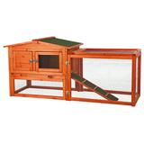 TRIXIE Weatherproof Outdoor 2-Story Wooden Small Animal Hutch Run & Pull-Out Tray Brown