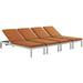 Modern Contemporary Urban Design Outdoor Patio Balcony Chaise Lounge Chair ( Set of 4) Orange Aluminum