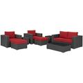 Modern Contemporary Urban Design Outdoor Patio Balcony Garden Furniture Lounge Sectional Sofa Set Sunbrella Rattan Wicker Red