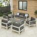 Miller Outdoor Aluminum 7 Seater Chat Set with Fire Pit Light Gray and Gray