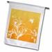 3dRose Floral pattern in white on a orange to pumpkin background with dove and butterflies. - Garden Flag 12 by 18-inch