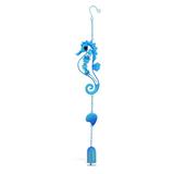 CoTa Global Blue Seahorse Sea Glass Hanging Wind Chime 20.08 Inch Nautical Glass Windchime Outdoor Decor for a Harmonic Porch Patio & Garden Unique Beach Art Indoor Wind Chime Window Mobile