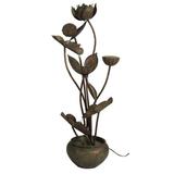 Melrose 48â€� Rustic Bronze Colored Indoor Cascading Flower and Leaf Water Fountain