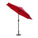 9 ft. Aluminum Umbrella with Crank & Solar Guide Tubes - Brown Pole & Red Fabric